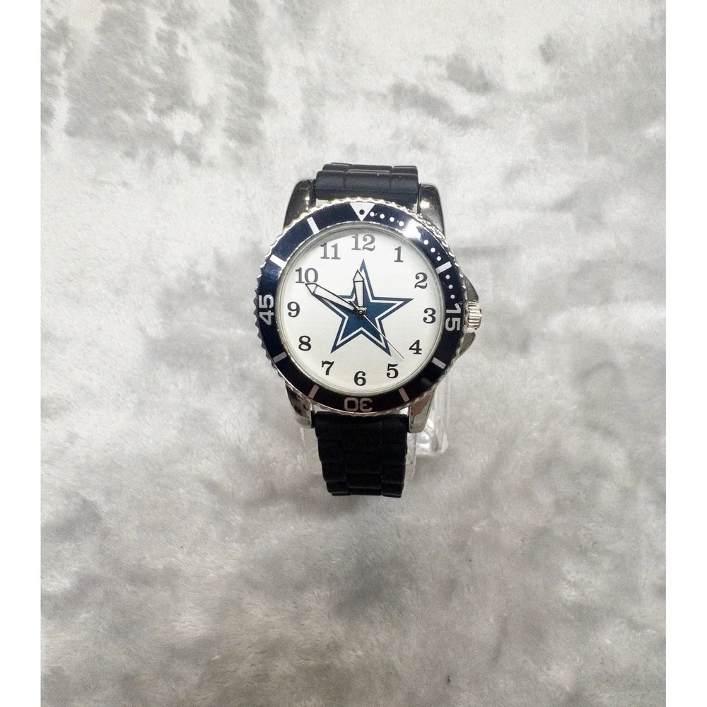 DALLAS COWBOYS BLACK BAND WATCH GAMETIME Mens 40mm NEW BATTERY